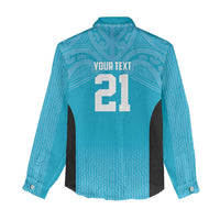 New Zealand Custom Women Casual Shirt Fire Basketball Maori Tribal Sky Blue LT9 - Polynesian Pride