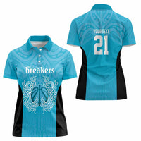 New Zealand Custom Women Polo Shirt Fire Basketball Maori Tribal Sky Blue LT9 - Polynesian Pride