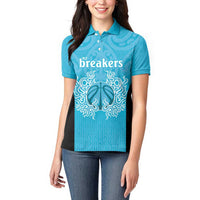 New Zealand Custom Women Polo Shirt Fire Basketball Maori Tribal Sky Blue LT9 - Polynesian Pride