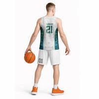 Custom New Zealand Aotearoa Basketball Jersey Green Maori Paua Shell Indigenous - Polynesian Pride