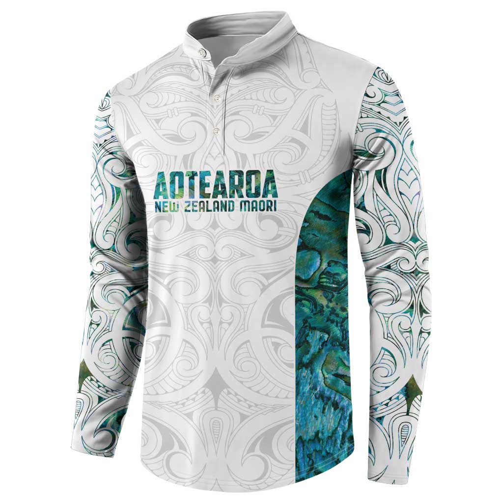 Custom New Zealand Aotearoa Button Sweatshirt Green Maori Paua Shell Indigenous - Polynesian Pride
