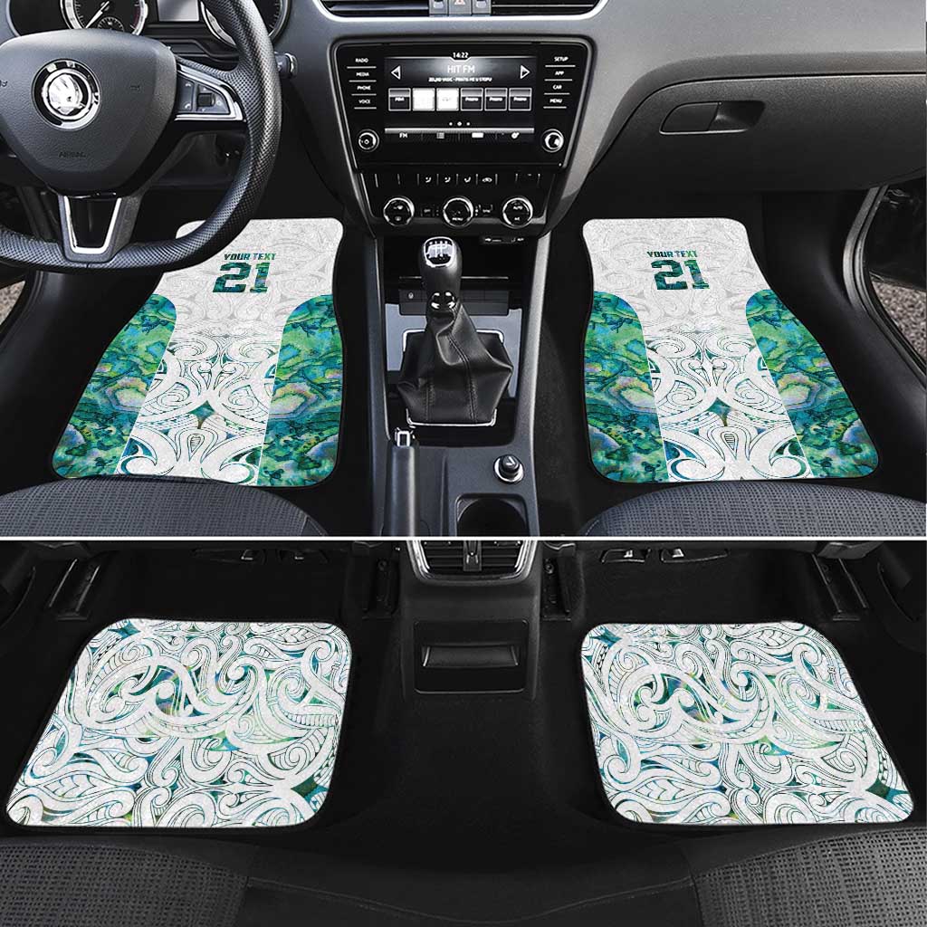 Custom New Zealand Aotearoa Car Mats Green Maori Paua Shell Indigenous - Polynesian Pride
