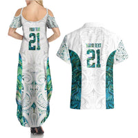 Custom New Zealand Aotearoa Couples Matching Summer Maxi Dress and Hawaiian Shirt Green Maori Paua Shell Indigenous - Polynesian Pride