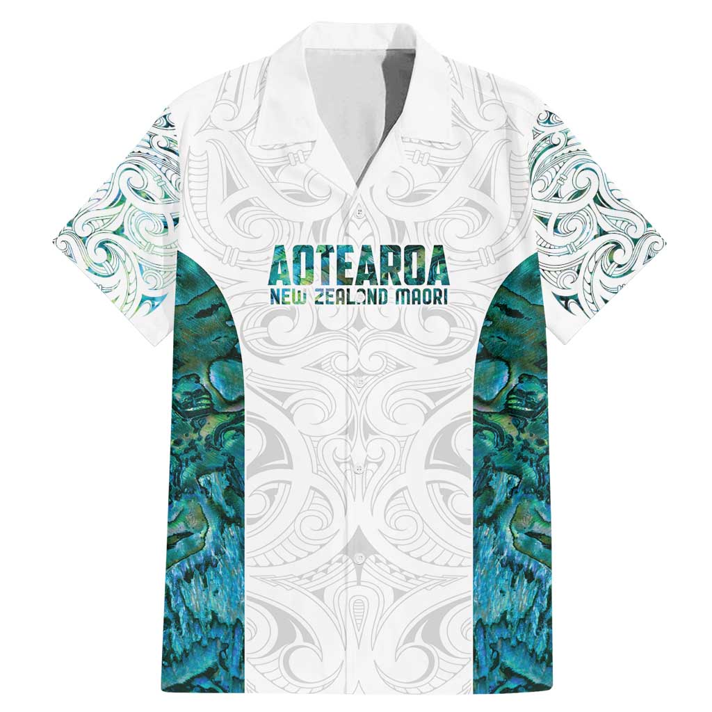 Custom New Zealand Aotearoa Family Matching Mermaid Dress and Hawaiian Shirt Green Maori Paua Shell Indigenous LT9 Dad's Shirt - Short Sleeve Green - Polynesian Pride