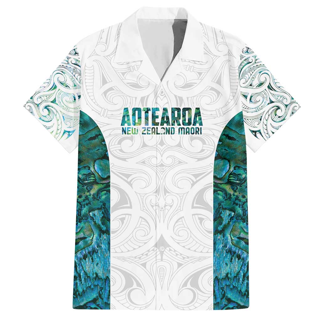 Custom New Zealand Aotearoa Family Matching Short Sleeve Bodycon Dress and Hawaiian Shirt Green Maori Paua Shell Indigenous LT9 Dad's Shirt - Short Sleeve Green - Polynesian Pride
