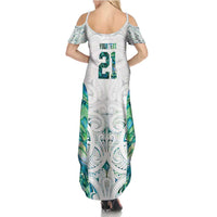 Custom New Zealand Aotearoa Family Matching Summer Maxi Dress and Hawaiian Shirt Green Maori Paua Shell Indigenous LT9 - Polynesian Pride