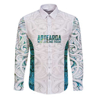 Custom New Zealand Aotearoa Family Matching Tank Maxi Dress and Hawaiian Shirt Green Maori Paua Shell Indigenous LT9 Dad's Shirt - Long Sleeve Green - Polynesian Pride