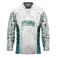 Custom New Zealand Aotearoa Hockey Jersey Green Maori Paua Shell Indigenous - Polynesian Pride