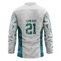 Custom New Zealand Aotearoa Hockey Jersey Green Maori Paua Shell Indigenous - Polynesian Pride