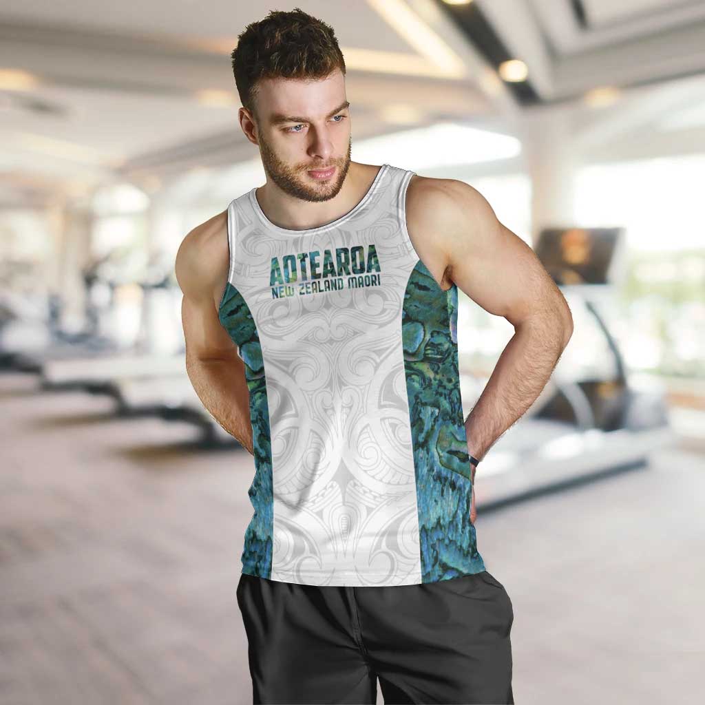 Custom New Zealand Aotearoa Men Tank Top Green Maori Paua Shell Indigenous - Polynesian Pride