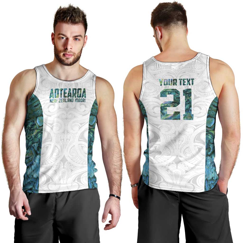Custom New Zealand Aotearoa Men Tank Top Green Maori Paua Shell Indigenous - Polynesian Pride