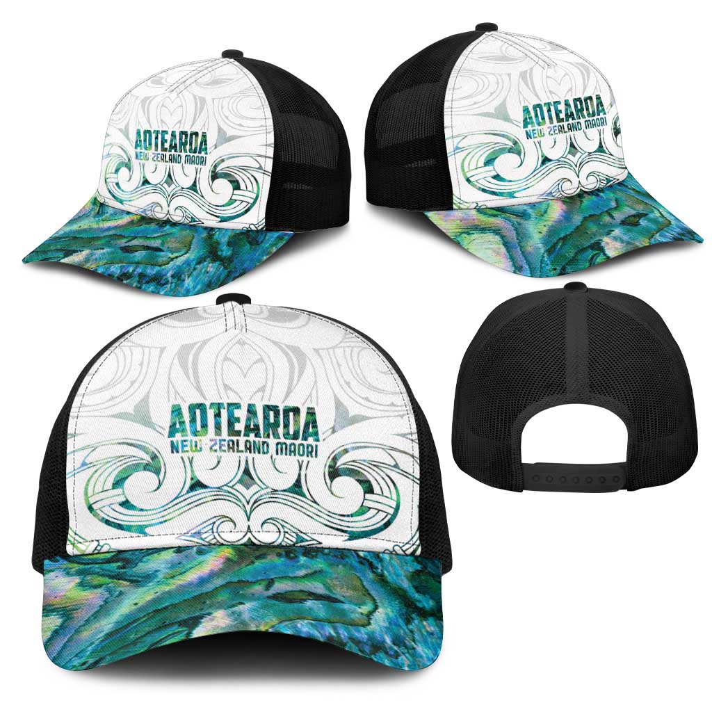 New Zealand Aotearoa Mesh Trucker Cap Green Maori Papua Shell Indigenous - Polynesian Pride