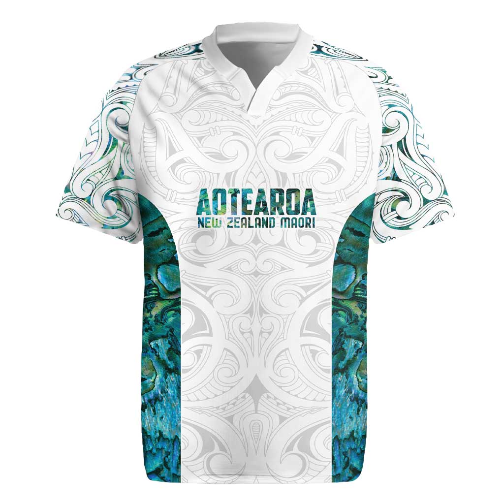 Custom New Zealand Aotearoa Rugby Jersey Green Maori Paua Shell Indigenous LT9 Green - Polynesian Pride