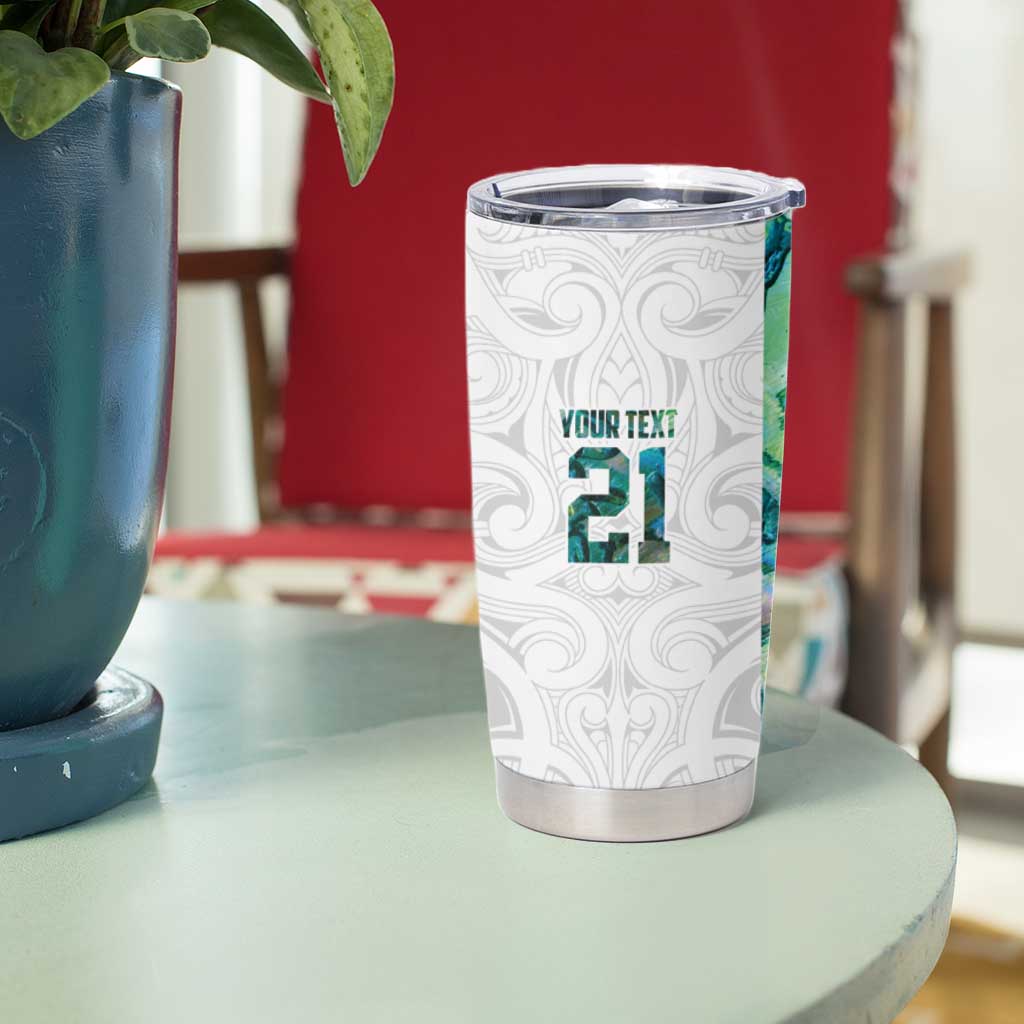 Custom New Zealand Aotearoa Tumbler Cup Green Maori Paua Shell Indigenous - Polynesian Pride