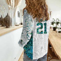 Custom New Zealand Aotearoa Women Casual Shirt Green Maori Paua Shell Indigenous - Polynesian Pride