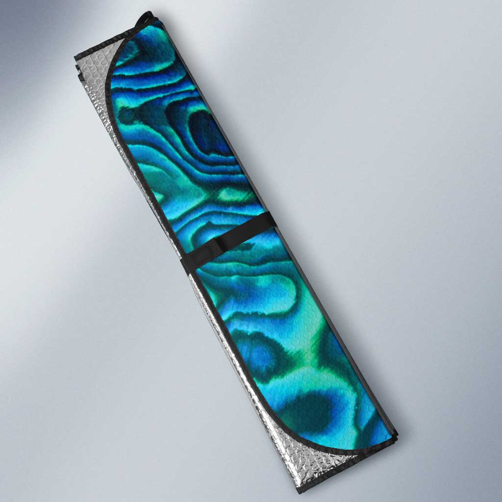 Custom New Zealand Aotearoa Auto Sun Shade Maori Paua Shell Indigenous - Polynesian Pride