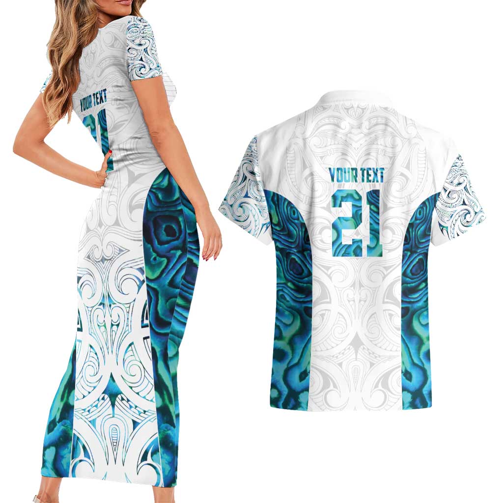 Custom New Zealand Aotearoa Couples Matching Short Sleeve Bodycon Dress and Hawaiian Shirt Maori Paua Shell Indigenous LT9 - Polynesian Pride