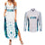 Custom New Zealand Aotearoa Couples Matching Summer Maxi Dress and Long Sleeve Button Shirt Maori Paua Shell Indigenous - Polynesian Pride