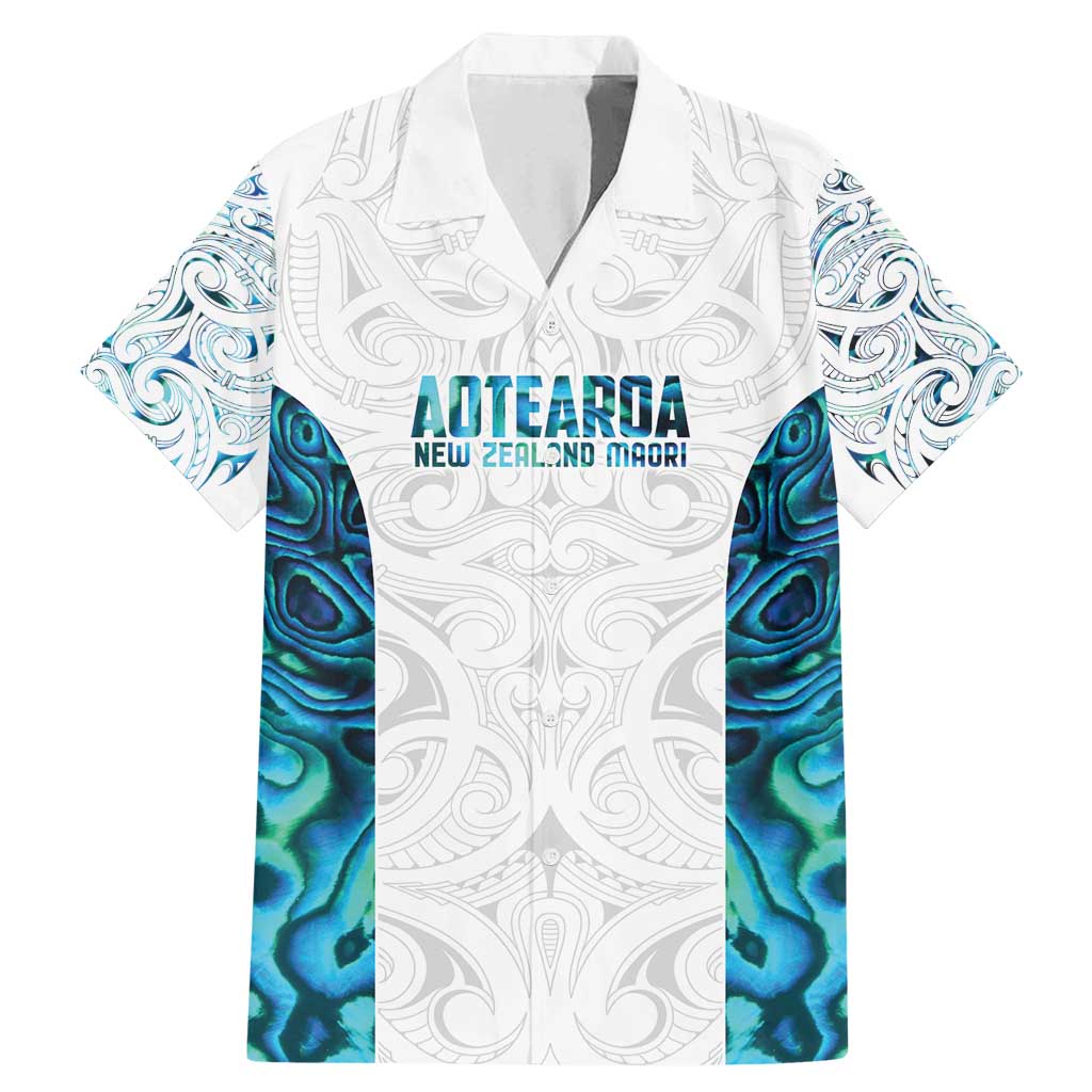 Custom New Zealand Aotearoa Family Matching Mermaid Dress and Hawaiian Shirt Maori Paua Shell Indigenous LT9 Dad's Shirt - Short Sleeve Blue - Polynesian Pride