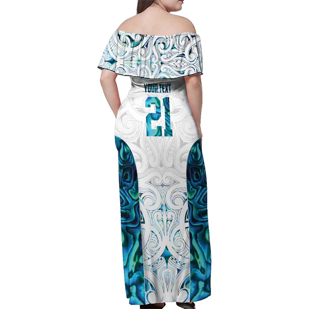 Custom New Zealand Aotearoa Family Matching Off Shoulder Maxi Dress and Hawaiian Shirt Maori Paua Shell Indigenous LT9 - Polynesian Pride
