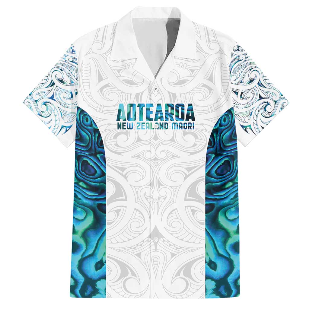 Custom New Zealand Aotearoa Family Matching Short Sleeve Bodycon Dress and Hawaiian Shirt Maori Paua Shell Indigenous LT9 Dad's Shirt - Short Sleeve Blue - Polynesian Pride