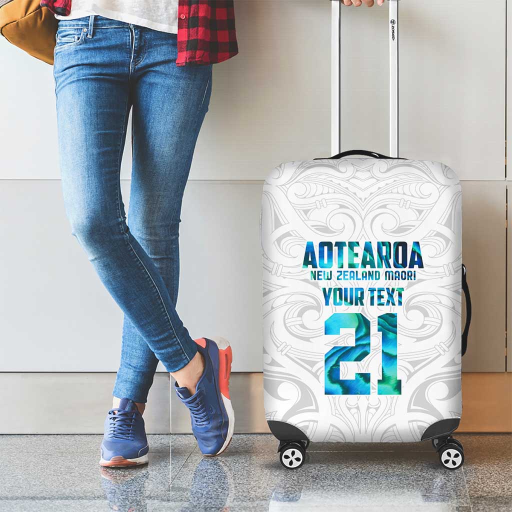 Custom New Zealand Aotearoa Luggage Cover Maori Paua Shell Indigenous - Polynesian Pride