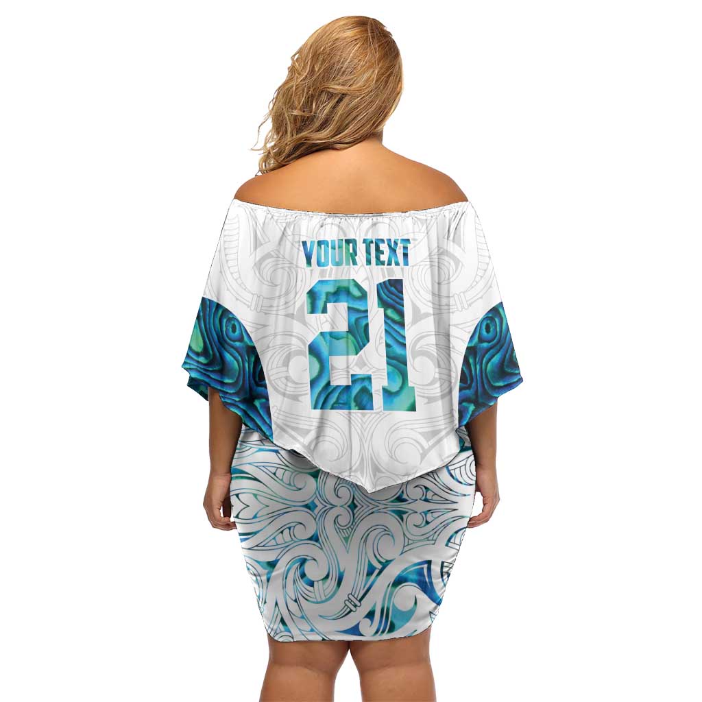 Custom New Zealand Aotearoa Off Shoulder Short Dress Maori Paua Shell Indigenous - Polynesian Pride