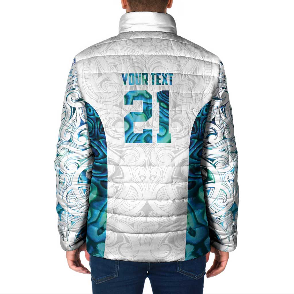 Custom New Zealand Aotearoa Padded Jacket Maori Paua Shell Indigenous - Polynesian Pride