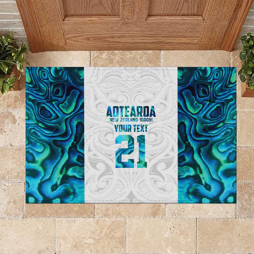 Custom New Zealand Aotearoa Rubber Doormat Maori Paua Shell Indigenous - Polynesian Pride