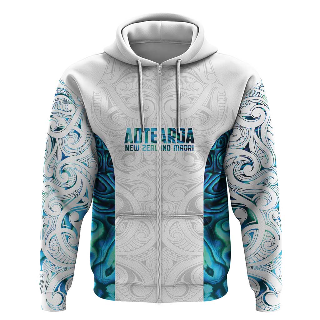 Custom New Zealand Aotearoa Zip Hoodie Maori Paua Shell Indigenous LT9 Zip Hoodie Blue - Polynesian Pride