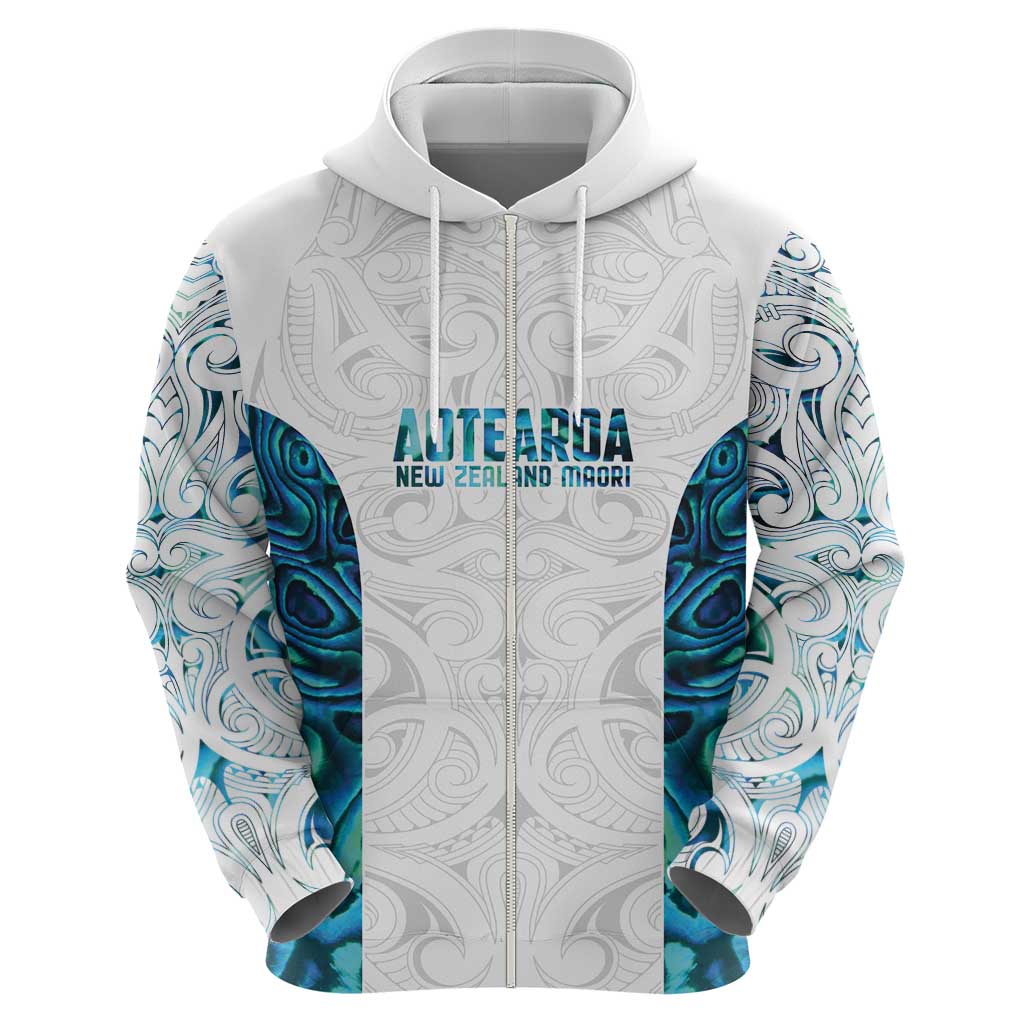 Custom New Zealand Aotearoa Zip Hoodie Maori Paua Shell Indigenous LT9 - Polynesian Pride