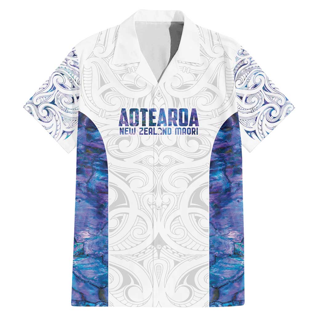Custom New Zealand Aotearoa Family Matching Mermaid Dress and Hawaiian Shirt Purple Maori Paua Shell Indigenous LT9 Dad's Shirt - Short Sleeve Purple - Polynesian Pride