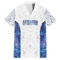 Custom New Zealand Aotearoa Family Matching Off Shoulder Short Dress and Hawaiian Shirt Purple Maori Paua Shell Indigenous LT9 Dad's Shirt - Short Sleeve Purple - Polynesian Pride