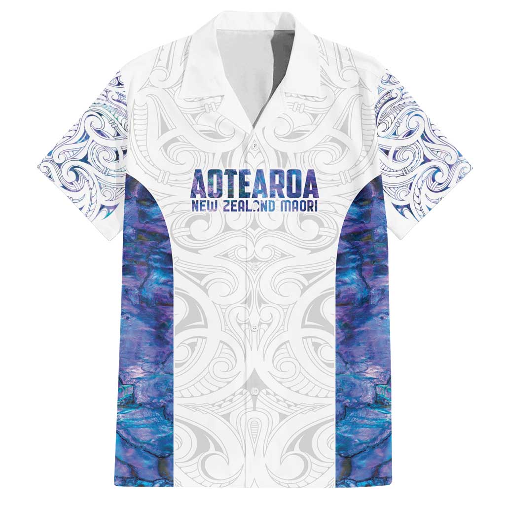 Custom New Zealand Aotearoa Family Matching Puletasi and Hawaiian Shirt Purple Maori Paua Shell Indigenous LT9 Dad's Shirt - Short Sleeve Purple - Polynesian Pride