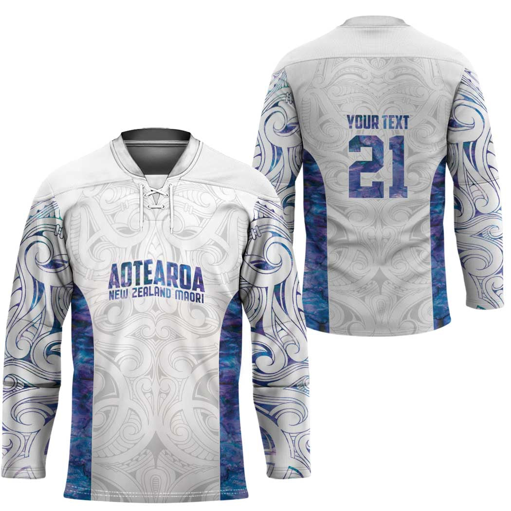 Custom New Zealand Aotearoa Hockey Jersey Purple Maori Paua Shell Indigenous - Polynesian Pride