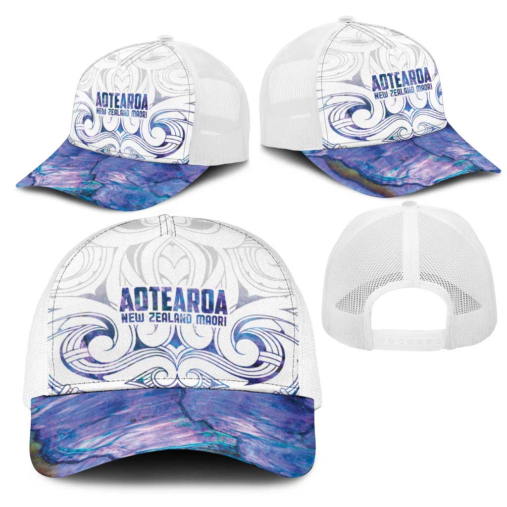 New Zealand Aotearoa Mesh Trucker Cap Purple Maori Papua Shell Indigenous - Polynesian Pride