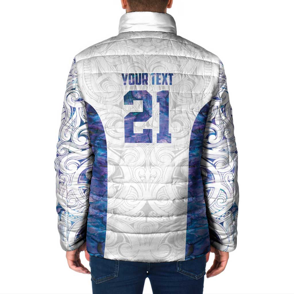Custom New Zealand Aotearoa Padded Jacket Purple Maori Paua Shell Indigenous - Polynesian Pride