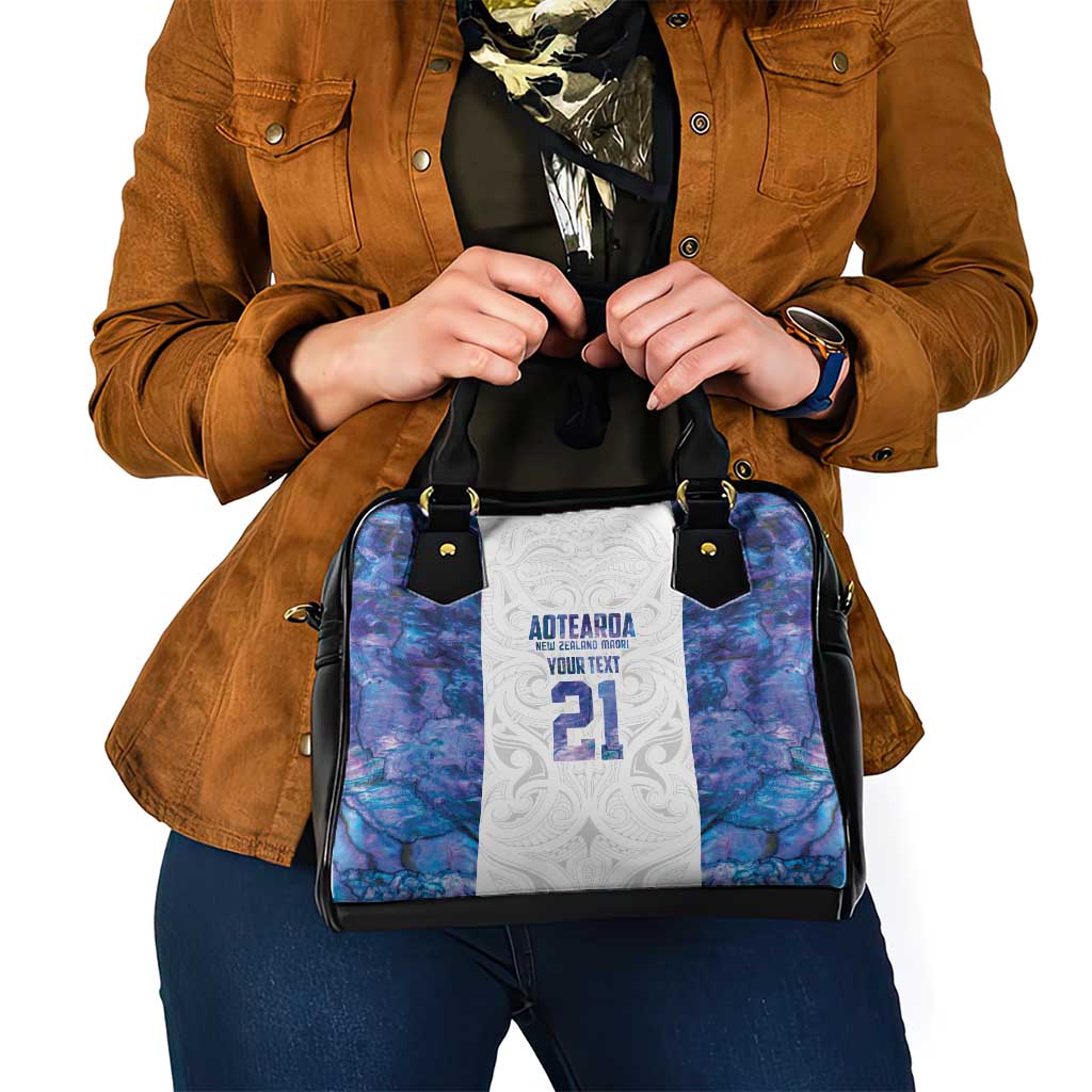 Custom New Zealand Aotearoa Shoulder Handbag Purple Maori Paua Shell Indigenous - Polynesian Pride