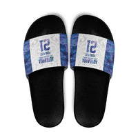 Custom New Zealand Aotearoa Slide Sandals Purple Maori Paua Shell Indigenous - Polynesian Pride