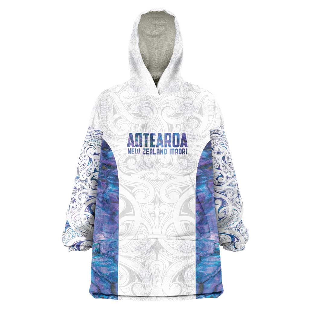 Custom New Zealand Aotearoa Wearable Blanket Hoodie Purple Maori Paua Shell Indigenous - Polynesian Pride