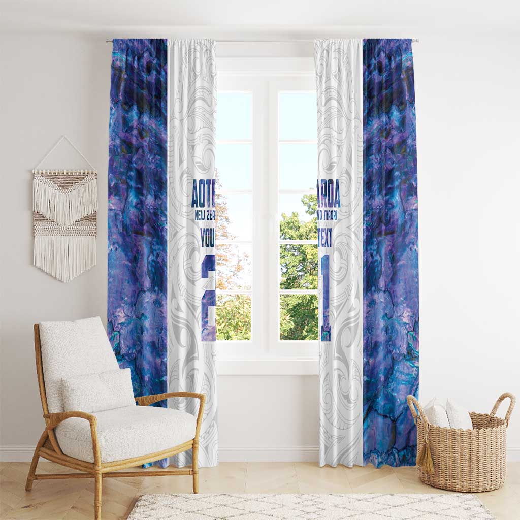 Custom New Zealand Aotearoa Window Curtain Purple Maori Paua Shell Indigenous - Polynesian Pride