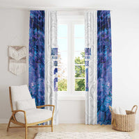 Custom New Zealand Aotearoa Window Curtain Purple Maori Paua Shell Indigenous - Polynesian Pride