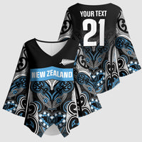 World Cricket Custom New Zealand Kimono Sleeve Blouse Kia kaha nga Potae Pango LT9 - Polynesian Pride