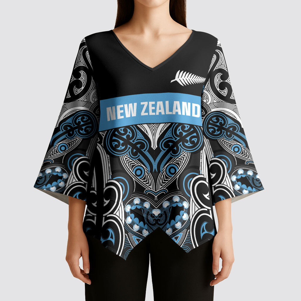 World Cricket Custom New Zealand Kimono Sleeve Blouse Kia kaha nga Potae Pango LT9 - Polynesian Pride