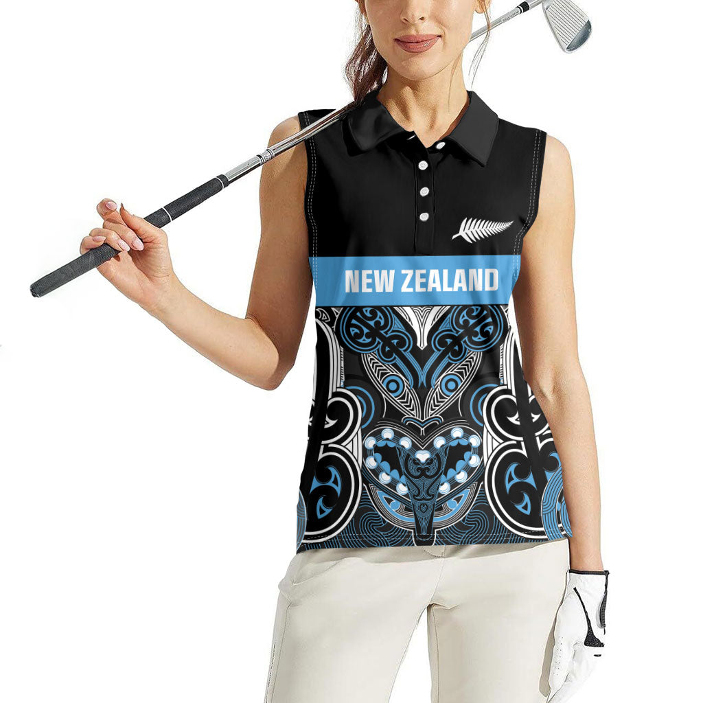 World Cricket Custom New Zealand Women Sleeveless Polo Shirt Kia kaha nga Potae Pango LT9 - Polynesian Pride
