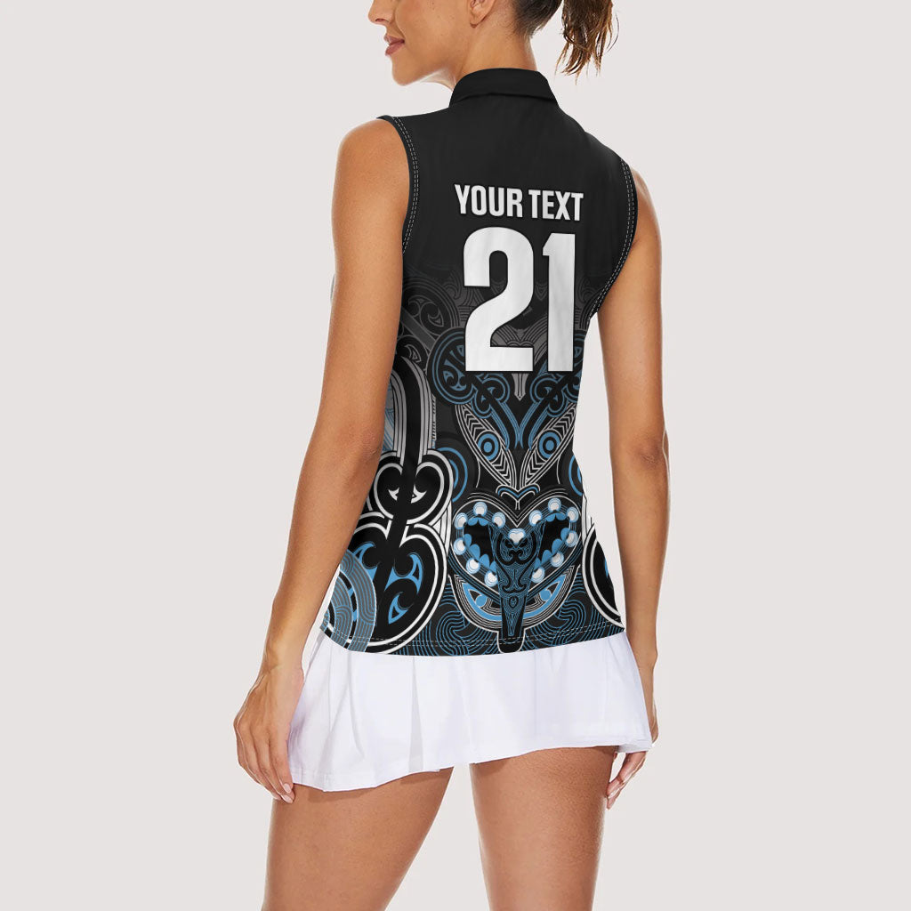 World Cricket Custom New Zealand Women Sleeveless Polo Shirt Kia kaha nga Potae Pango LT9 - Polynesian Pride