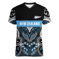 World Cricket Custom New Zealand Women V-Neck T-Shirt Kia kaha nga Potae Pango LT9 Female Black - Polynesian Pride