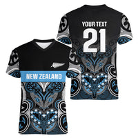World Cricket Custom New Zealand Women V-Neck T-Shirt Kia kaha nga Potae Pango LT9 - Polynesian Pride