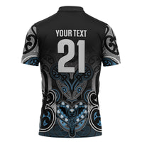 World Cricket Custom New Zealand Zipper Polo Shirt Kia kaha nga Potae Pango LT9 - Polynesian Pride