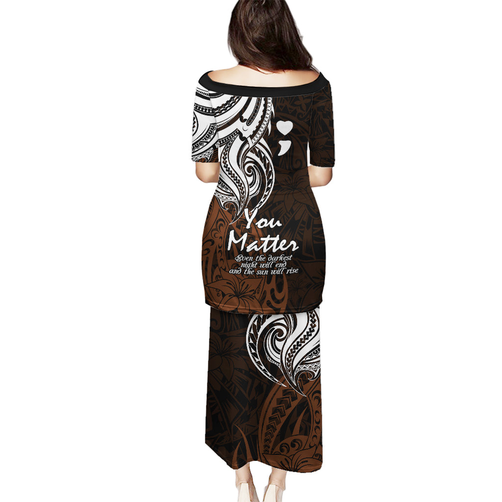 Your Matter Suicide Prevention Puletasi Gold Polynesian Tribal LT9 - Polynesian Pride
